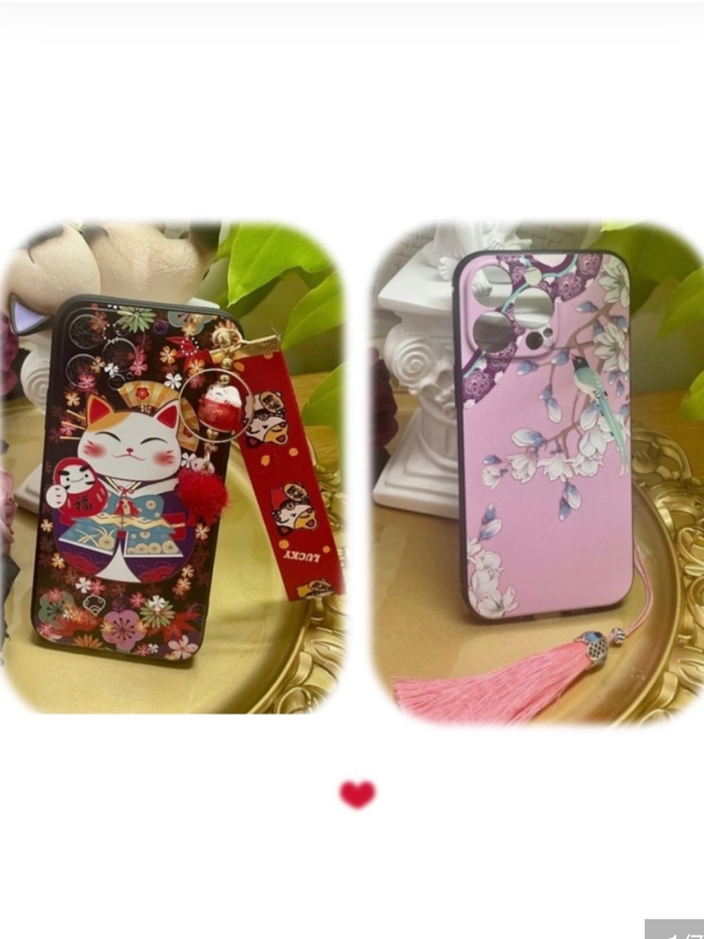 2 items.iPhone 12/12pro/13/13PROMAX money cat and flower case